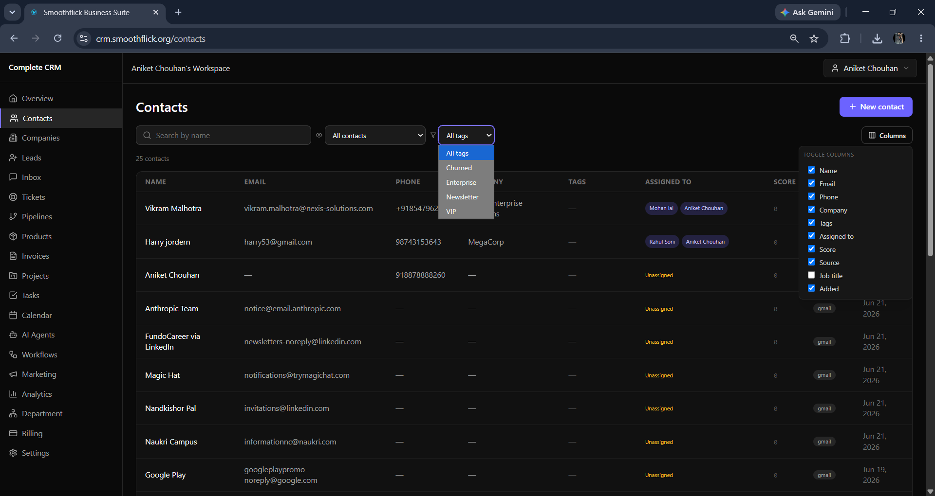 Contact interaction log